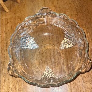 Anchor Hocking Clear Glass Decorative Bowl 🍇 Grape Design Fruit